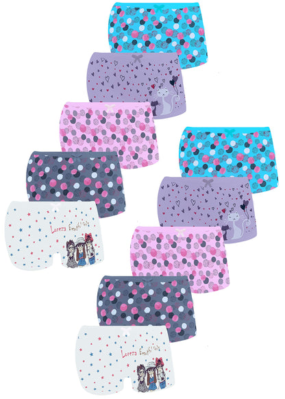 LOREZA ® 10er Pack Mädchen Pantys Boxershorts Unterwäsche aus Baumwolle - Gr. 92-170