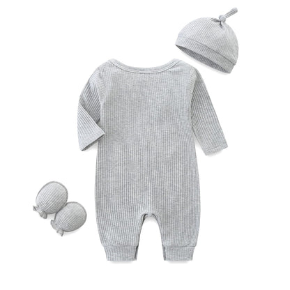 KIDDLETOWN Baby-Pyjama, Neugeborenen-Strampler, 3er-Pack, Schlafanzug mit Hut und Handschuhen, Baby-Pyjama aus Baumwolle, Langarm-Pyjama, Strampler, 0-3 Monate, Kleidung für Mädchen und Jungen