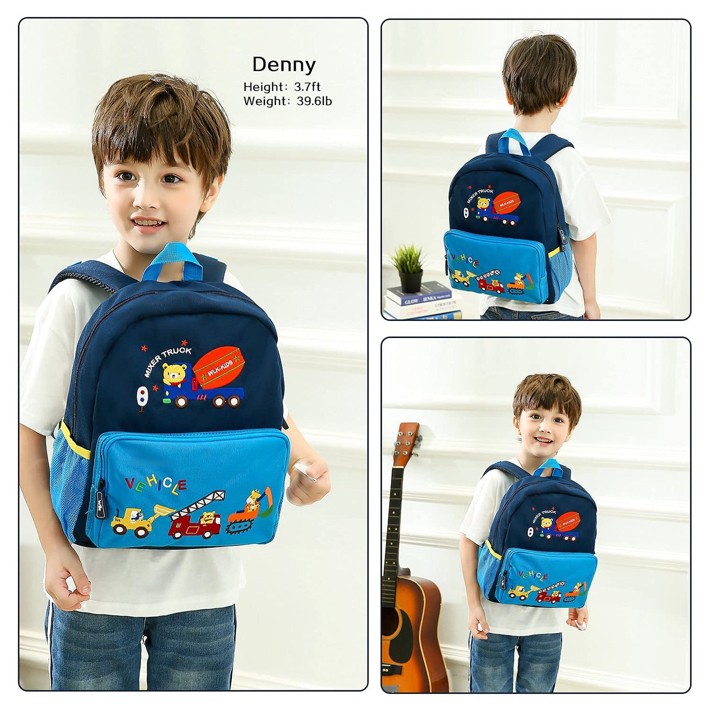 willikiva Car Dinosaur Toddler Kids Backpack for Boys and Girls Kids Waterproof Preschool Bag