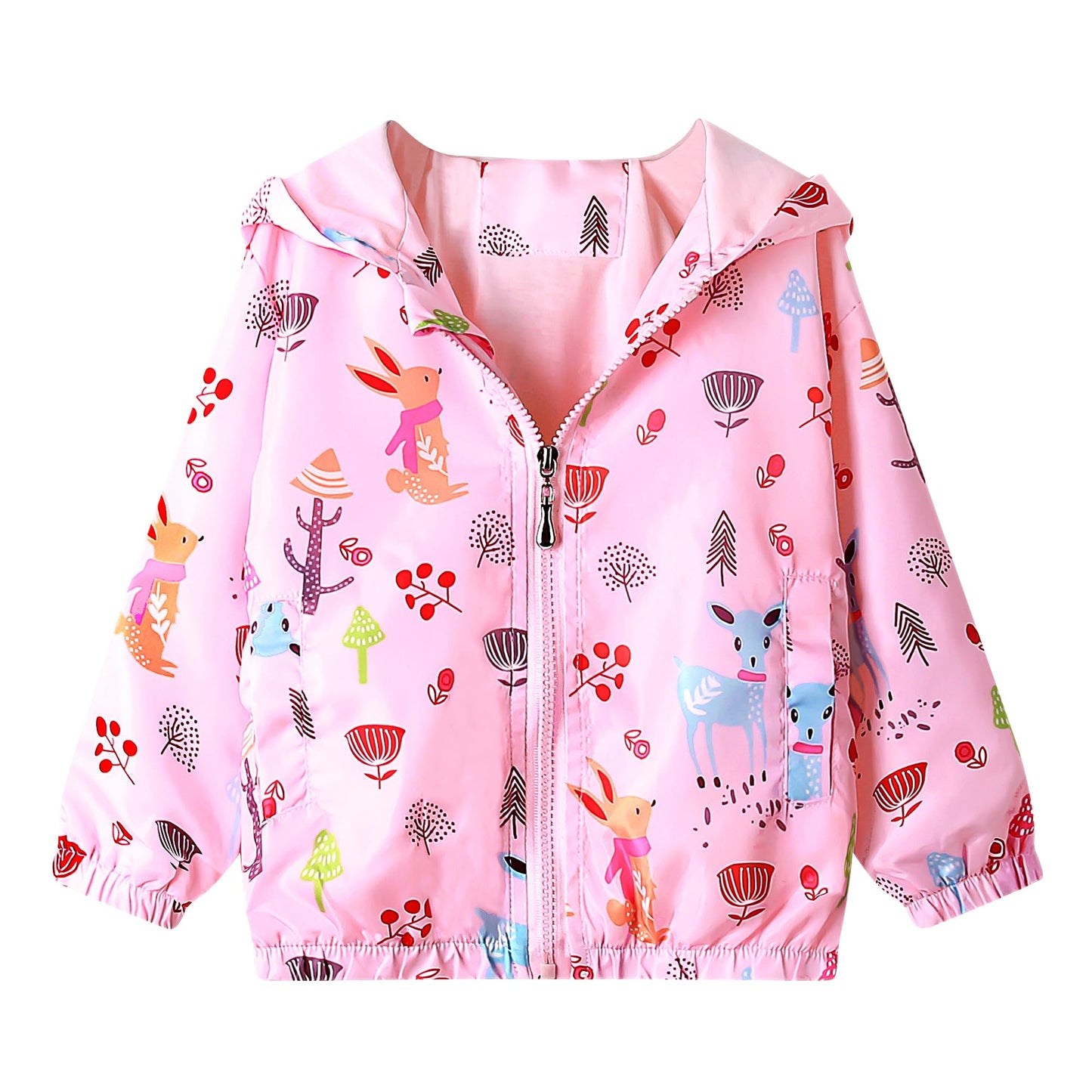 JinBei Jacken Mädchen Jacke Baby Kinder Kapuzen Sweatjacke Kapuzenjacke Cartoon Aufdruck Winddicht Mantel Windjacke Übergangsjack Frühling Herbst Outwear Softshelljacke Regenjacken 1-7 Jahre