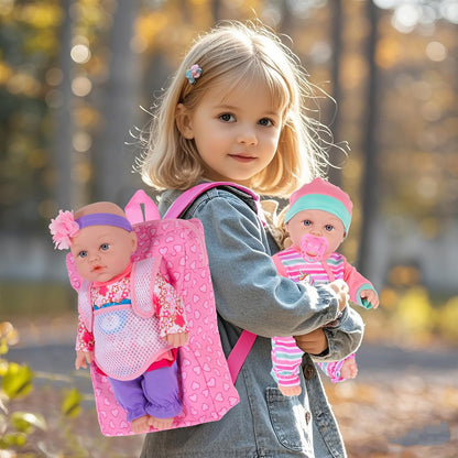 30cm / 12 Zoll Baby Puppe mit Backbag, DREI Kleidung Set, Brustwarze, Futterflasche und EIN Spielzeugbär (inklusive Puppe)