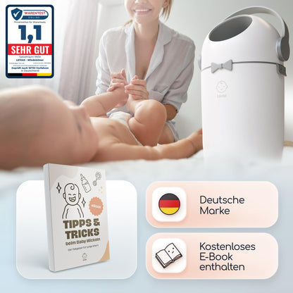 Levias® Windeleimer Baby Mülleimer Geruchsdicht | Windelmülleimer Geruchsdichter Wickeleimer ohne teure Nachfüllkassetten 10L Volumen