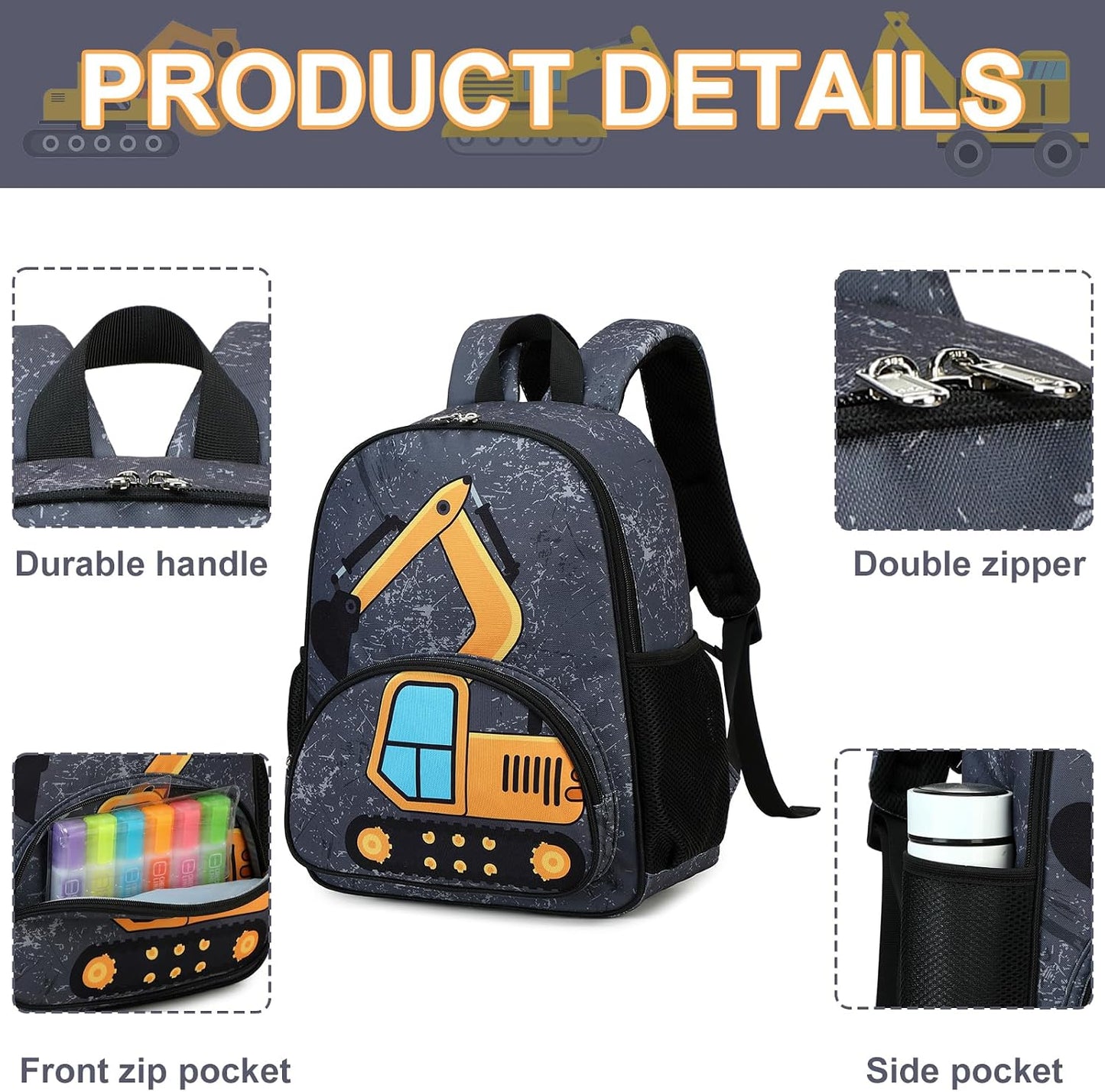 Kinderrucksack Jungen Kinder Rucksack Tagesrucksack Vorschulrucksack Kindergartentasche Schulrucksack für Schule Kita 38cm 3-8Y