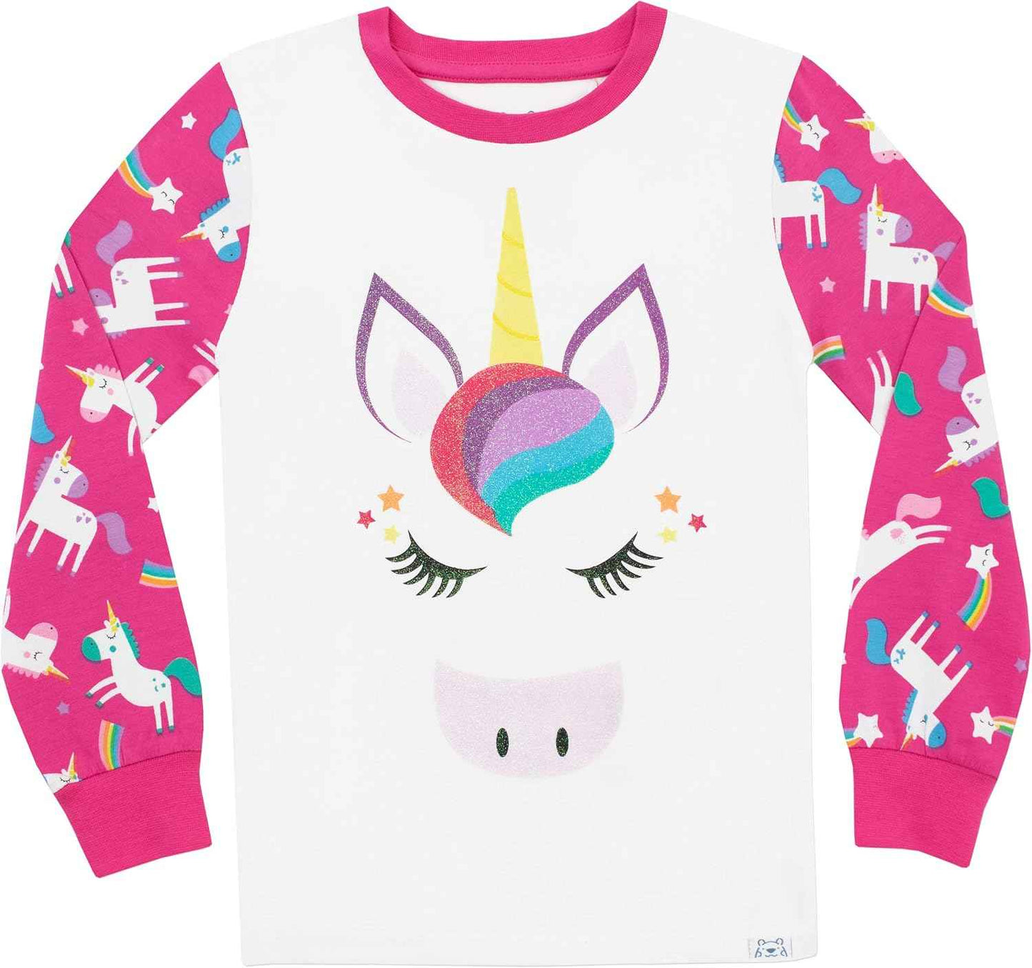 Harry Bear Girls Rainbow Glitter Unicorn Slim Fit Pyjamas