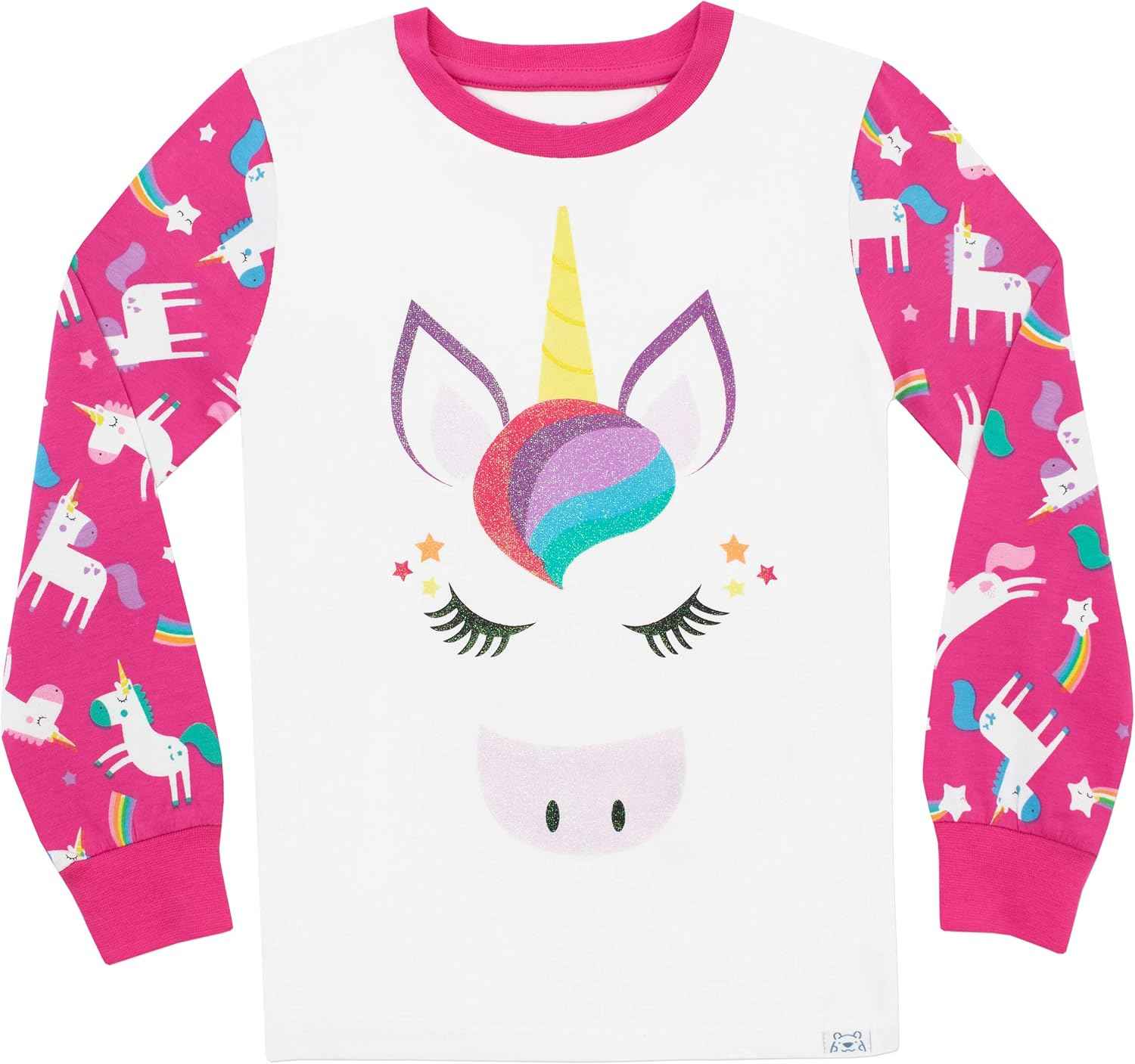 Harry Bear Girls Rainbow Glitter Unicorn Slim Fit Pyjamas