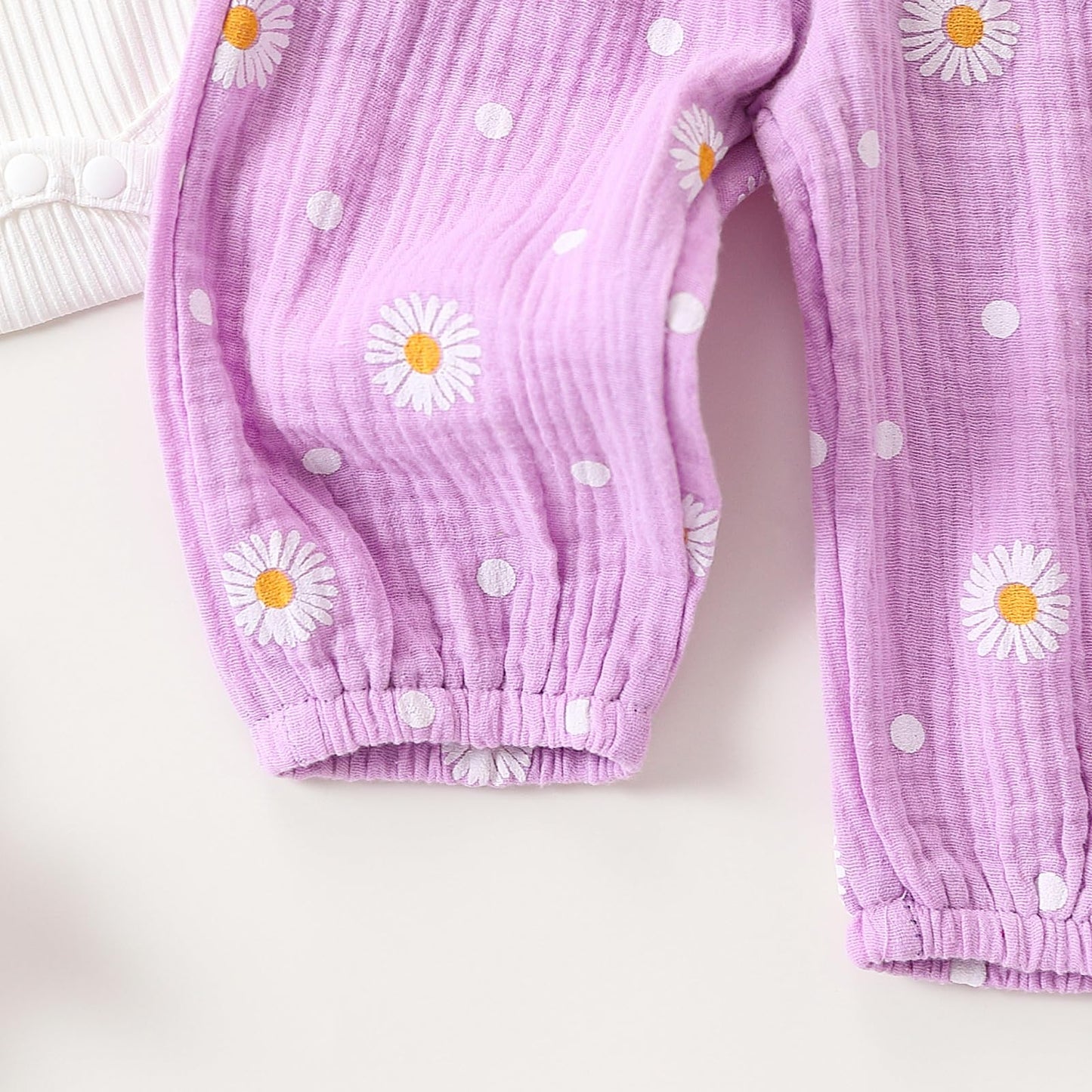 Geagodelia Baby Girl Clothes Baby Clothing Outfit Set Long Sleeve Bodysuit Romper + Daisy Pants + Headband Newborn Soft Baby Set 