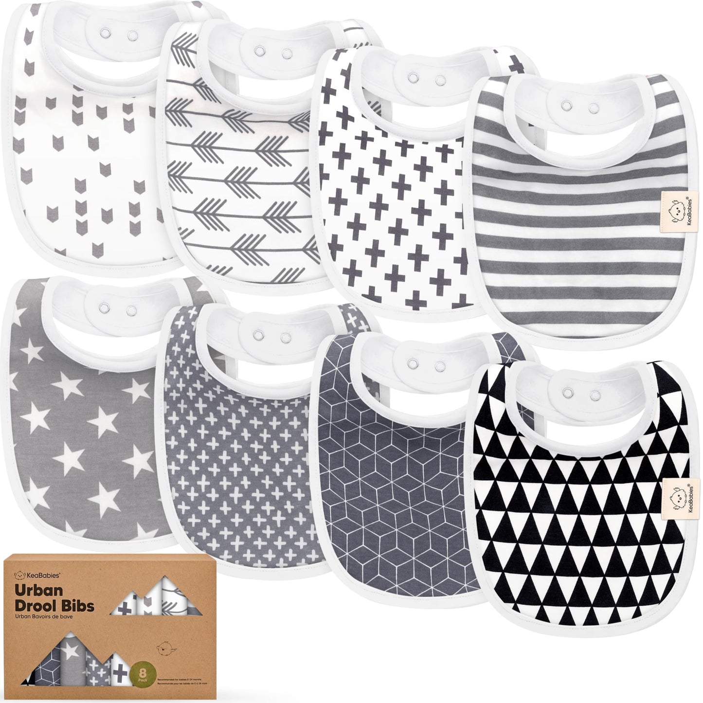 Baby Bibs for Boys &amp; Girls - 8-Pack Organic Cotton Teething Bibs - Baby Bibs for Girls &amp; Boys - Large Bibs for Infants, Toddlers (Wilderness) 