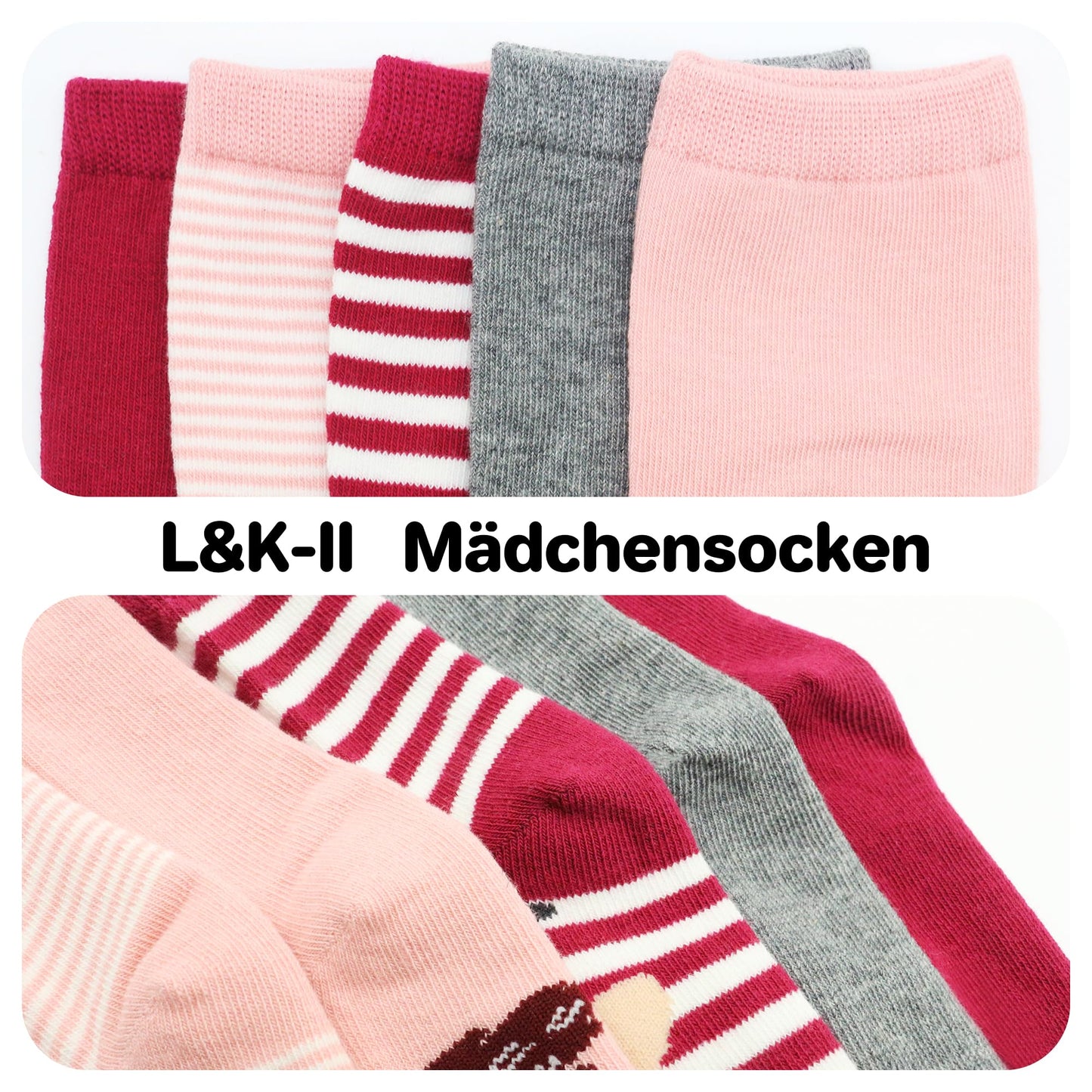 L&K-II 10er Kindersocken Mädchen Sneakersocken Baumwolle Mehrfarbig bunt Frühling Herbst 2823