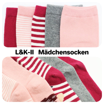 L&K-II 10er Kindersocken Mädchen Sneakersocken Baumwolle Mehrfarbig bunt Frühling Herbst 2823