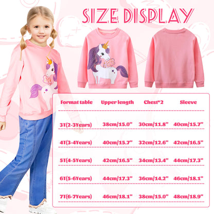 Baogaier Sweatshirt Mädchen Pullover Baumwolle Leichtgewicht Casual Sport Langarmshirt Pailletten Pelzig Tierdruck Kinder Kleidung Langarm Rundhalsausschnitt Tops 2-7 Jahre, Gr.92-122
