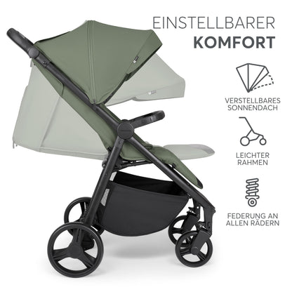 KikkaBoo Reisebuggy Kinderwagen URBAN, Buggy mit Liegefunktion ab Geburt bis 22 kg, Klein Zusammenklappbar, Leicht, EVA Räder mit Federung, Höhenverstellbarer Griff, Beige