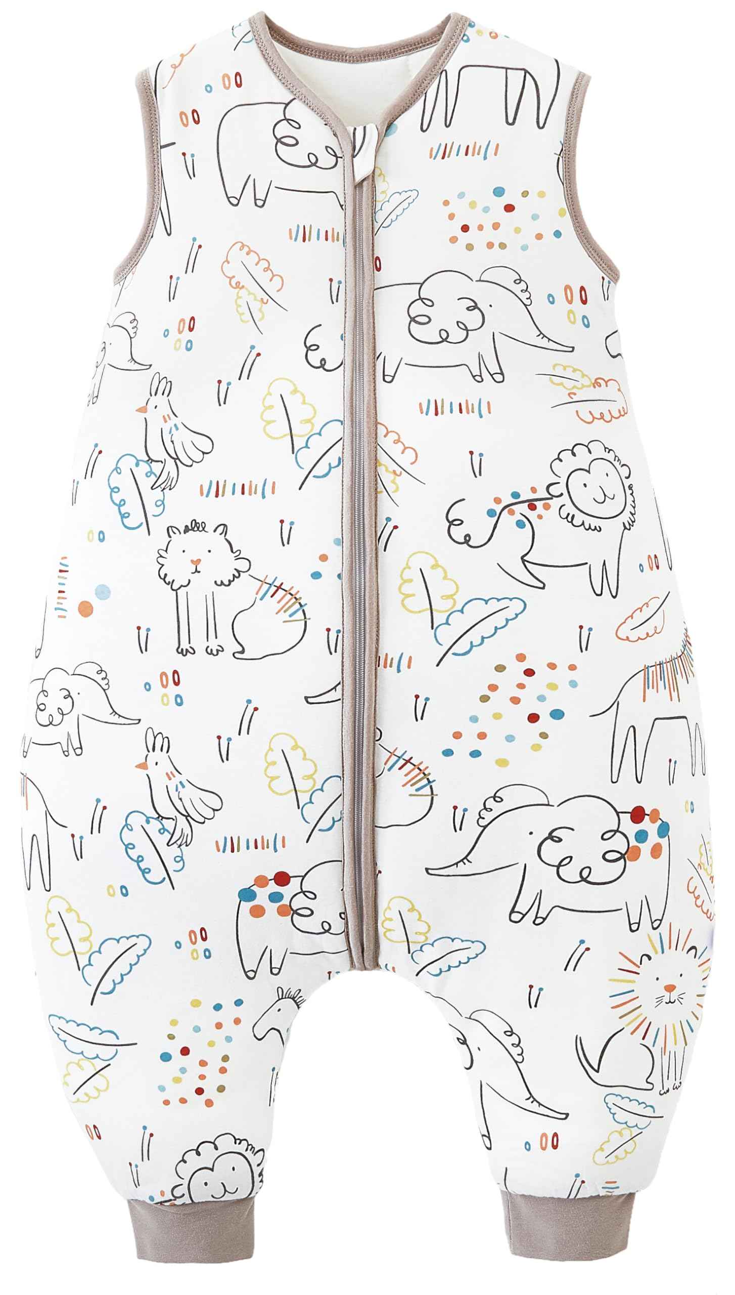 Chilsuessy Baby Sleeping Bag with Legs, 2.5 Tog All-Season Sleeping Bag (CPC Certification) for Infants, Children, Dinosaur Park, 80 cm, Baby Height 90–100 cm