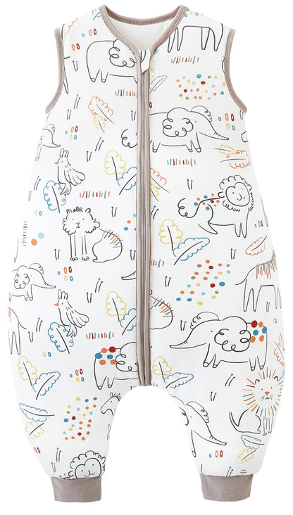 Chilsuessy Baby Sleeping Bag with Legs, 2.5 Tog All-Season Sleeping Bag (CPC Certification) for Infants, Children, Dinosaur Park, 80 cm, Baby Height 90–100 cm