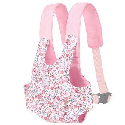 GAGAKU Puppentrage ab 3 Jahre Bauchtrage Babypuppen Zubehör Schultergurte Babytrage Puppe Kleinkind Puppentragetasche Stofftiertrage Kuscheltierträger - Rose - Kaninchengarten