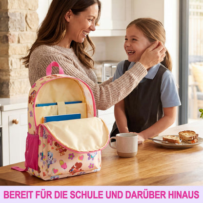 Rucksack Mädchen, Verstellbarer Reisetasche für Schule und Reise, Gepolsterte Schulrucksack mit Zwei Schlüsselanhänger, Geschenke für Kinder (Multi Squishmallows)