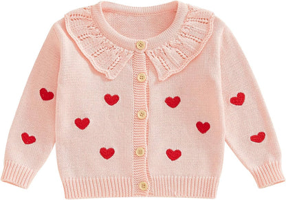 FOMOYUU Strickjacke für Kleinkinder und Neugeborene, Mädchen, langärmelig, Knopfleiste, Sweatshirt, Jacke, Herbst-Outfits