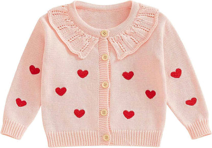 FOMOYUU Strickjacke für Kleinkinder und Neugeborene, Mädchen, langärmelig, Knopfleiste, Sweatshirt, Jacke, Herbst-Outfits