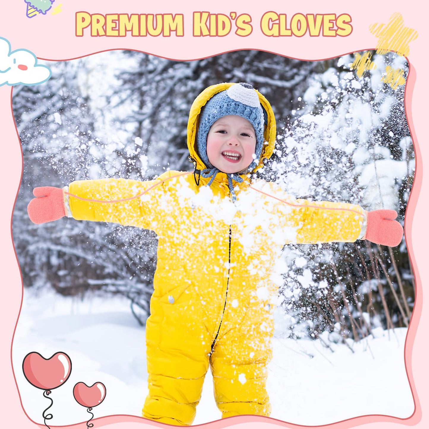 Becellen Fäustlinge Baby, Warme Weiche Kleinkind Strickhandschuhe mit Schlüsselband Niedliche Cartoon-Musterdesign Fäustlinge Baby Doppelt Winter Handschuhe für 0-3 Jahre Jungen Mädchen