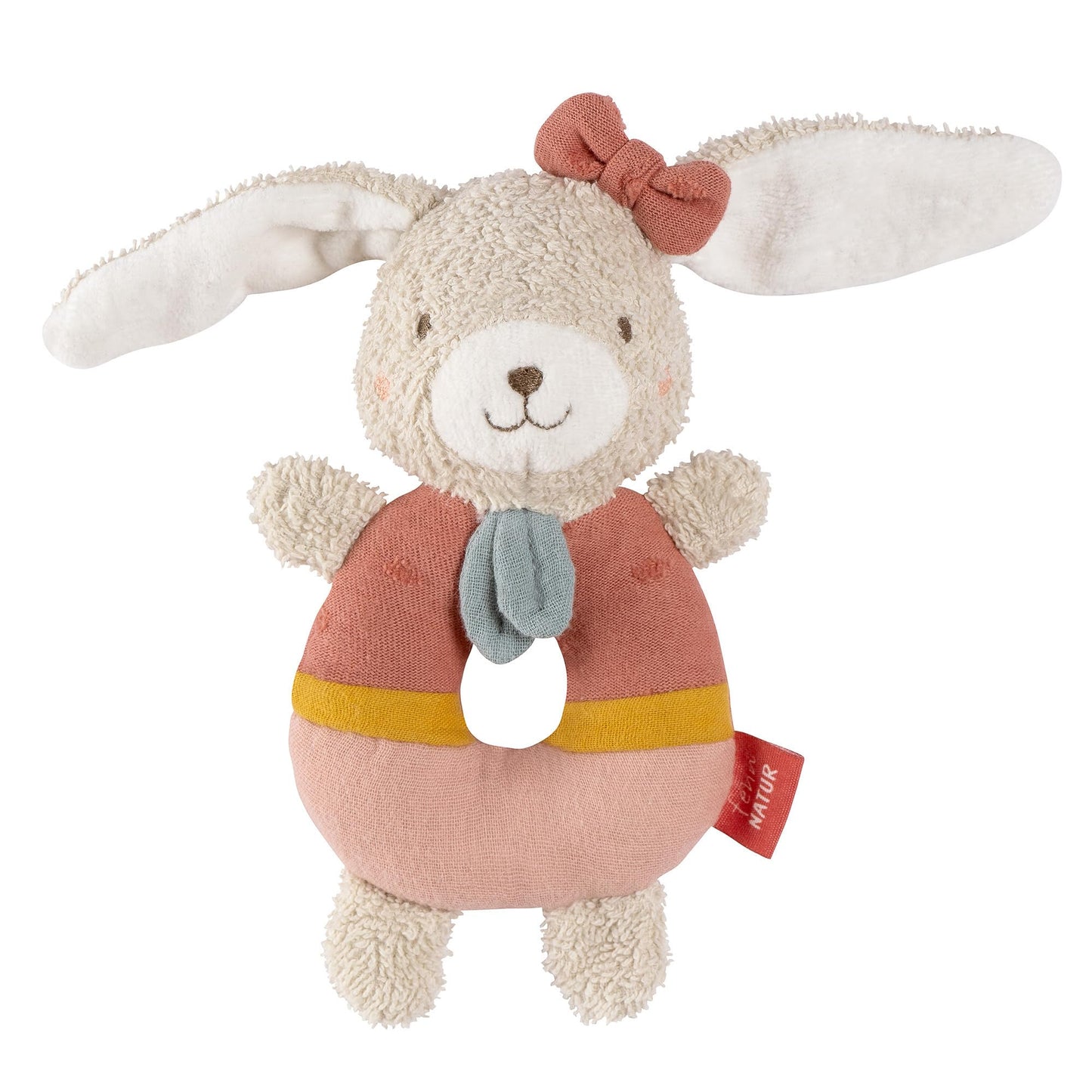Fehn Baby Ring Greifling Lama - Kuscheltier Babyspielzeug mit Rassel - Motorikspielzeug für das spielerische Lernen - Plüschtier als Einschlafhilfe - Spielzeug für Babys & Kleinkinder ab 0+ Monaten