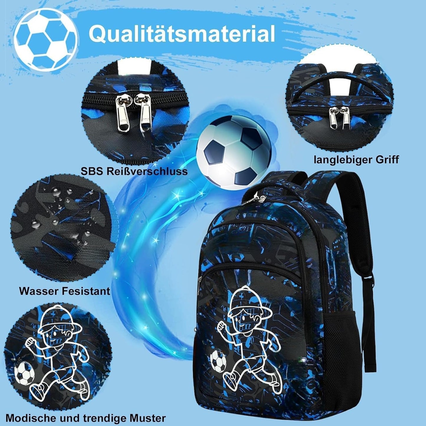 Kinderrucksack Jungen Kinder Rucksack Tagesrucksack Vorschulrucksack Kindergartentasche Schulrucksack für Schule Kita 38cm 3-8Y