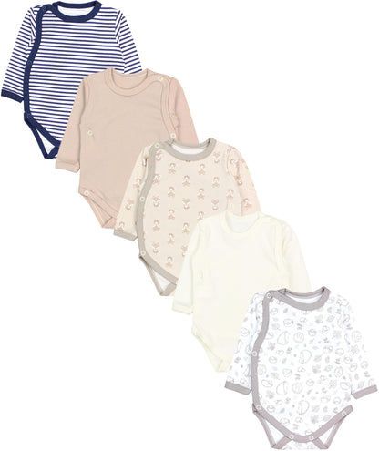 TupTam Baby Body Langarm – Wickelbody Langarm für Jungen & Mädchen, 5er Pack, 100% Baumwolle, OEKO-TEX