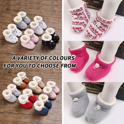 Baby Winter Shoes Warm Baby Shoes Winter Non-Slip Adjustable Newborn Snow Shoes First Walking Shoes Lined Thermal Fleece Crawling Shoes Slippers Winter Boots 0-18 Months