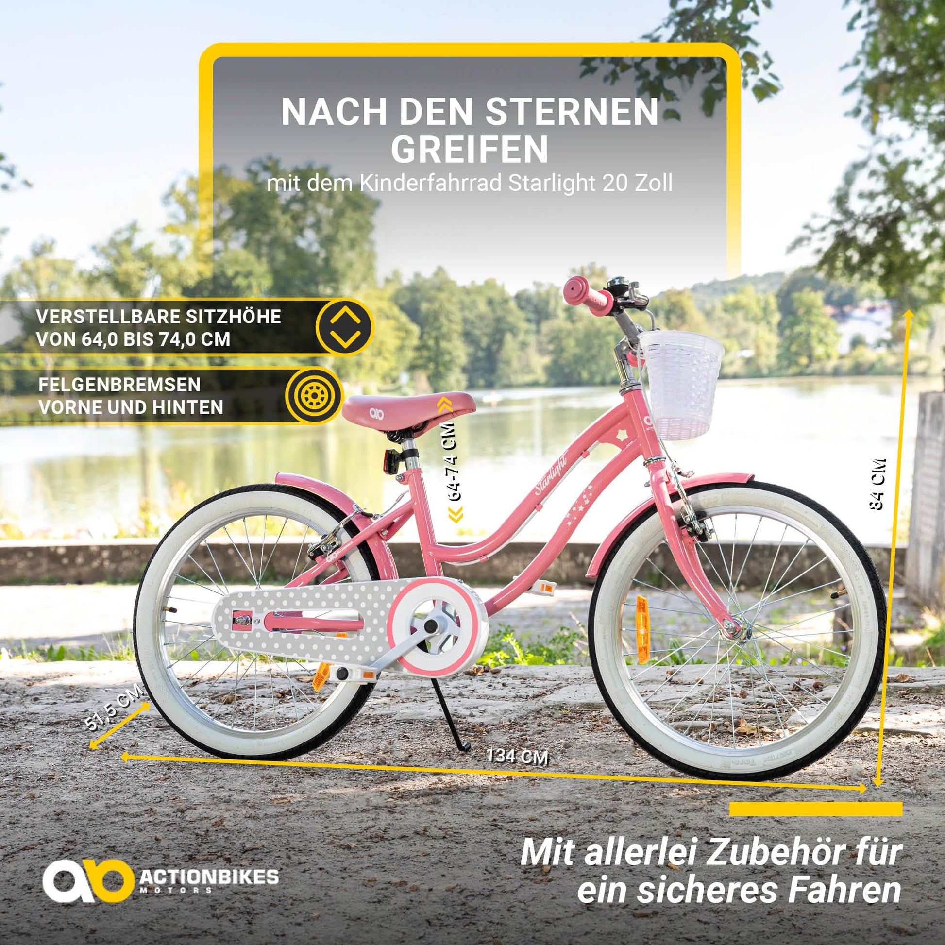 Actionbikes Kinderfahrrad Starlight | 12 16 20 Zoll - V-Brake Bremsen - Fahrrad für Kinder von 2-9 Jahren - Schutzblech v. / h - Kinder Fahrrad für Mädchen & Jungen - Fahrräder - Bicycle - Kinderrad - Meloni2