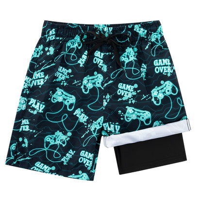 Fanient Badehose Jungen Schwimmshorts - 2 in 1 Badeshorts mit Kompression Liner für optimalen Komfort