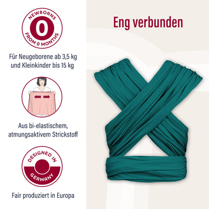 manduca Sling - Babytragetuch - Elastische Babytrage für Neugeborene von der Geburt bis zu 15 kg - Bio-Baumwolle - GOTS zertifiziert