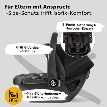 Bergsteiger Capri 3-in-1 Combination Pushchair - Baby Carrier, Sports Seat & i-Size Baby Seat, Pneumatic Tyres, Suspension, Height-Adjustable Handle, Foldable, Accessories