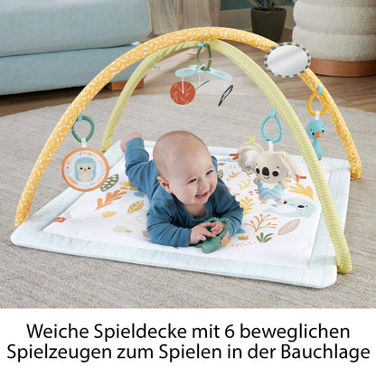 Fisher-Price Tierfreunde Kontrast-Spieldecke, Spielbogen, mit Musik und Licht, Krabbeldecke für Baby, zum Spielen im Bauchlage, Baby Ausstattung, ab Geburt, HPF39