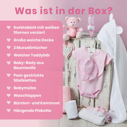 Baby Box Shop 14 Baby Gifts for Birth Boy, Ideal for Baby Showers, Baby Shower Gifts, with New Baby Essentials for Newborn Boys and a Blue Plush Teddy Bear