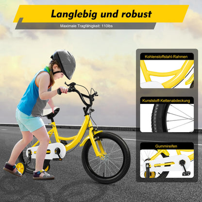 HUSPOO 16 Zoll Kinderfahrrad, Kinderfahrrad für Jungen und Mädchen Kinder, Anfänger Fahrrad Kinderfahrrad Radfahren mit Stabilisatoren und Korb, geeignet für Kinder im Alter von 5-8 Jahren - Meloni2