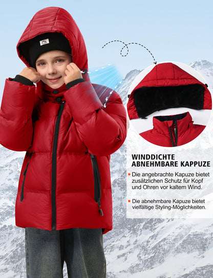 Winter Jacke Jungen Mädchen Kinder Jacke Warm Gefüttert Puffer Jacken Kinder Jacken Winter mit abnehmbarer Kapuze Wandern Jacke