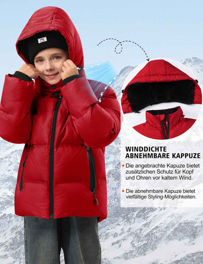 Winter Jacket Boys Girls Kids Jacket Warm Lined Puffer Jackets Children's Jackets Winter with Removable Hood Hiking Jacket