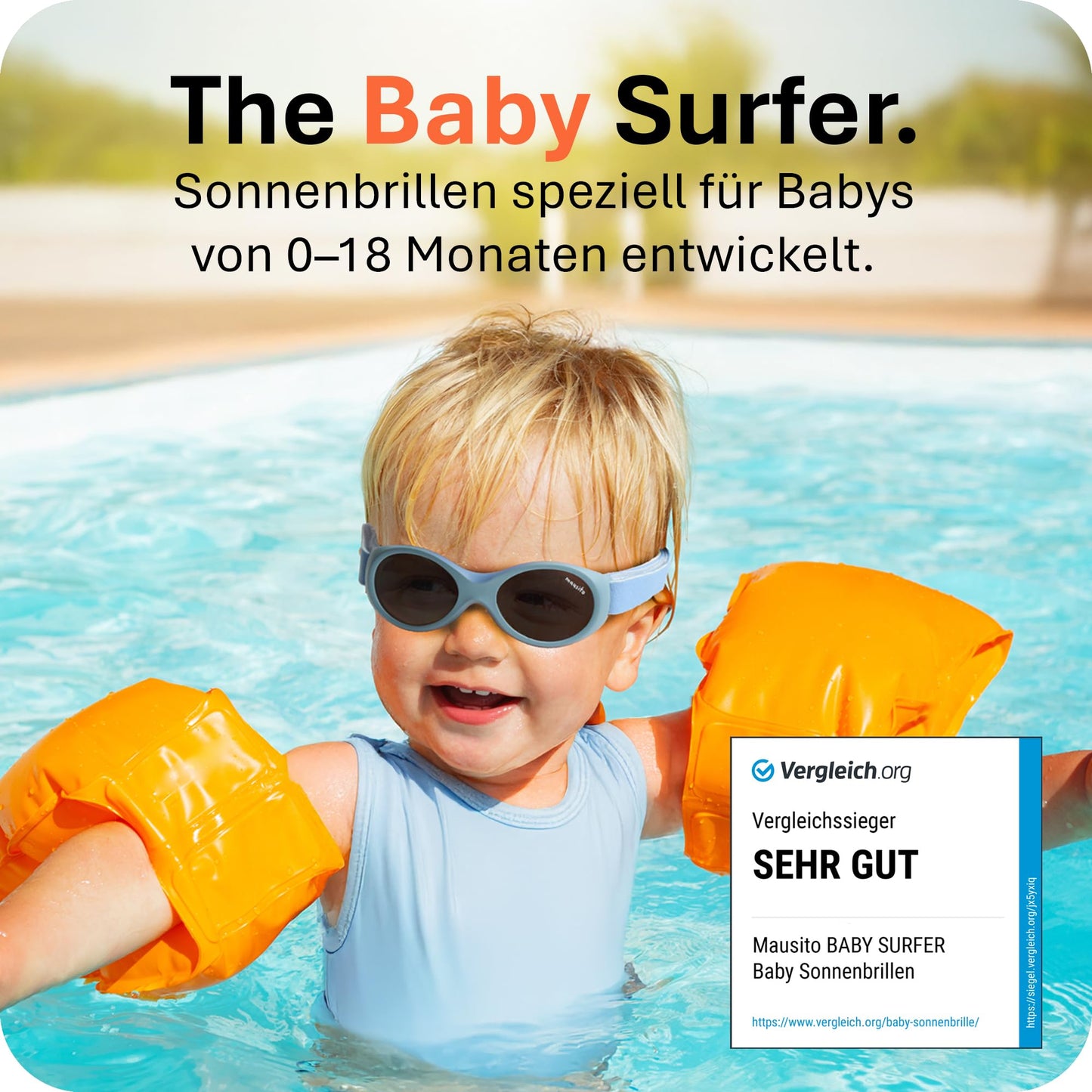 Mausito BABY Sonnenbrille 0-18 Monate Mädchen I VERGLEICHSSIEGER Sonnenbrille Baby 100% UV-Schutz I BIEGSAM & verstellbares Band I Schadstofffrei I Europäisches Design für Kinder gemacht