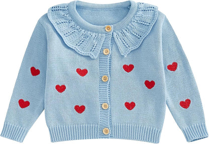 FOMOYUU Strickjacke für Kleinkinder und Neugeborene, Mädchen, langärmelig, Knopfleiste, Sweatshirt, Jacke, Herbst-Outfits