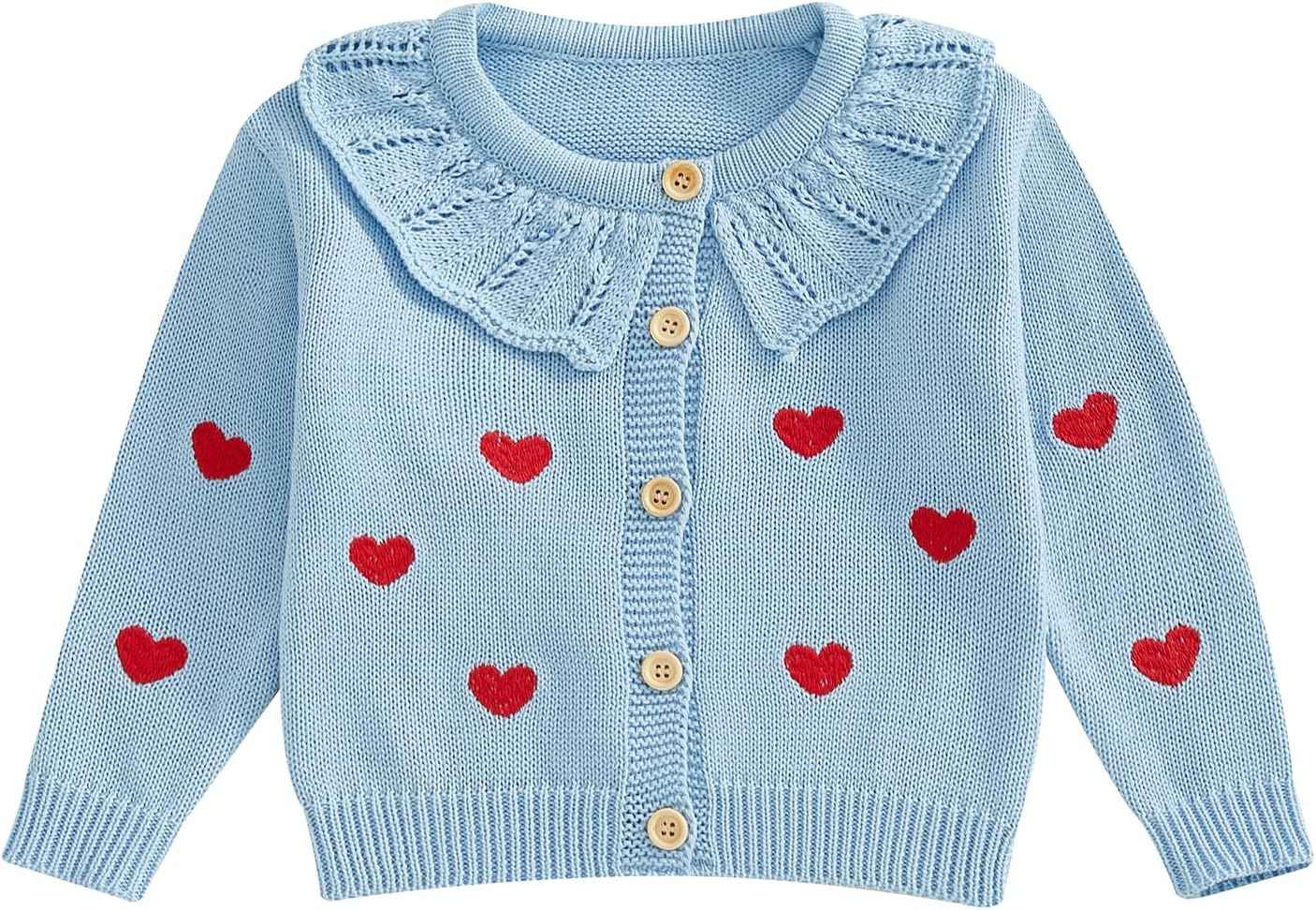 FOMOYUU Strickjacke für Kleinkinder und Neugeborene, Mädchen, langärmelig, Knopfleiste, Sweatshirt, Jacke, Herbst-Outfits