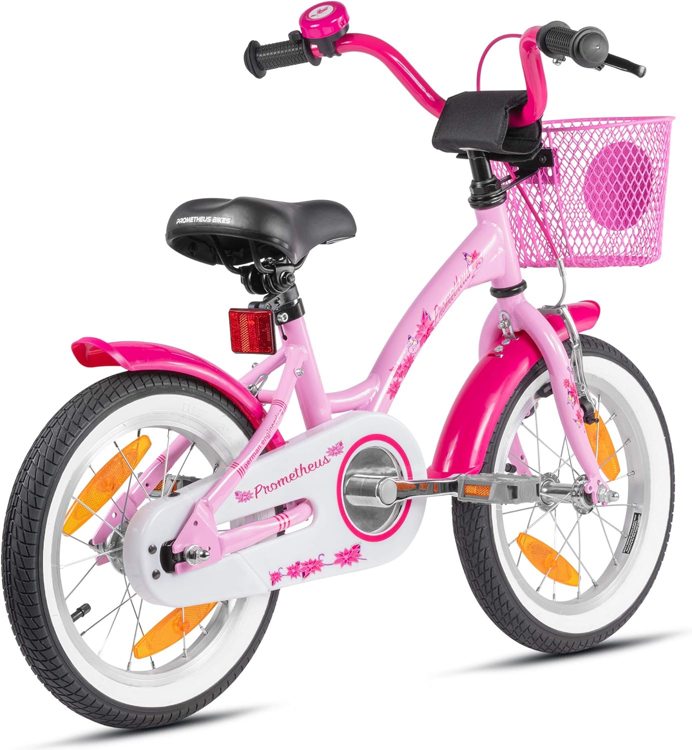 PROMETHEUS BICYCLES Kinderfahrrad ab 4 Jahren - Mädchenfahrrad 14 Zoll Kinder Fahrrad Mädchen Fahrrad Kinder mit Stützräder Rücktrittbremse in Rosa - Meloni2