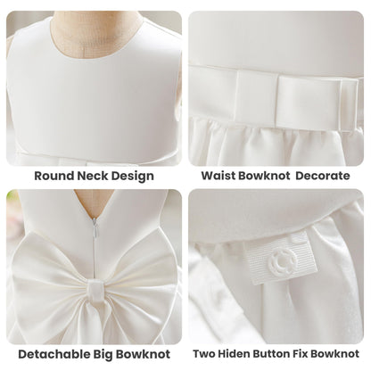 Baby Mädchen Kleid Satin Bowknot A-Linie Taufe Kleid Ärmellos Kleinkind Prinzessin Geburtstag Kleider Kinder Hochzeit Blumenmädchen Kleid Festliche Party Kleid
