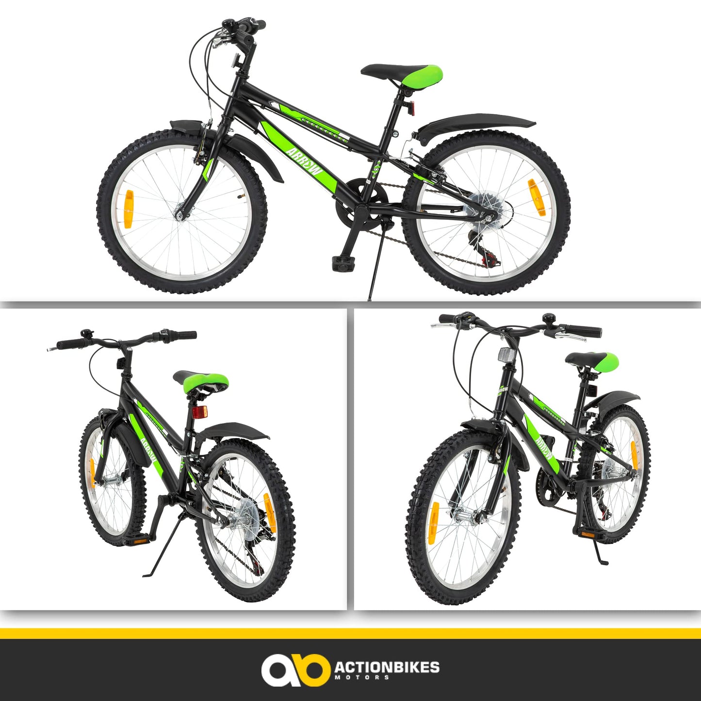 Actionbikes Kinderfahrrad Arrow | 20 Zoll 24 Zoll - V-Brake Bremsen - Fahrrad für Kinder von 6-12 Jahren - Schutzblech v. / h - Kinder Fahrrad für Mädchen & Jungen - Fahrräder - Bicycle - Kinderrad - Meloni2