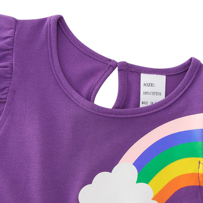 SFreeBo Girls Dresses Unicorn Rainbow Dress Kids Girls Gift Cotton Colourful Dresses for Girls 104 110 116 122 128