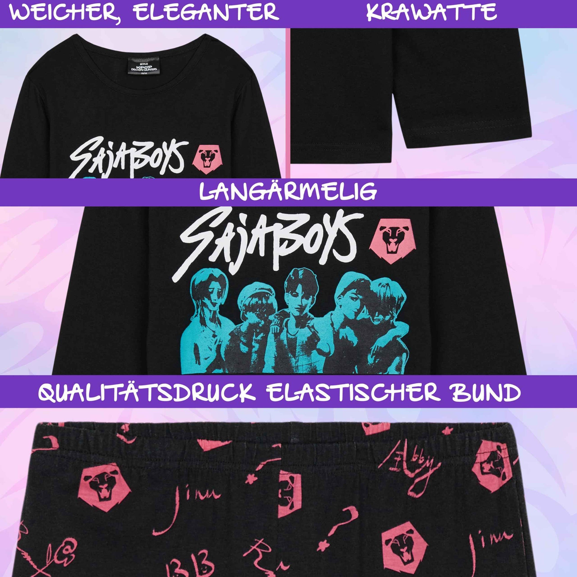 KPop Demon Hunters Girls Teens 5-14 Soft Fabric Pyjamas Set Anime Demon Hunter Merch Gifts for Kids