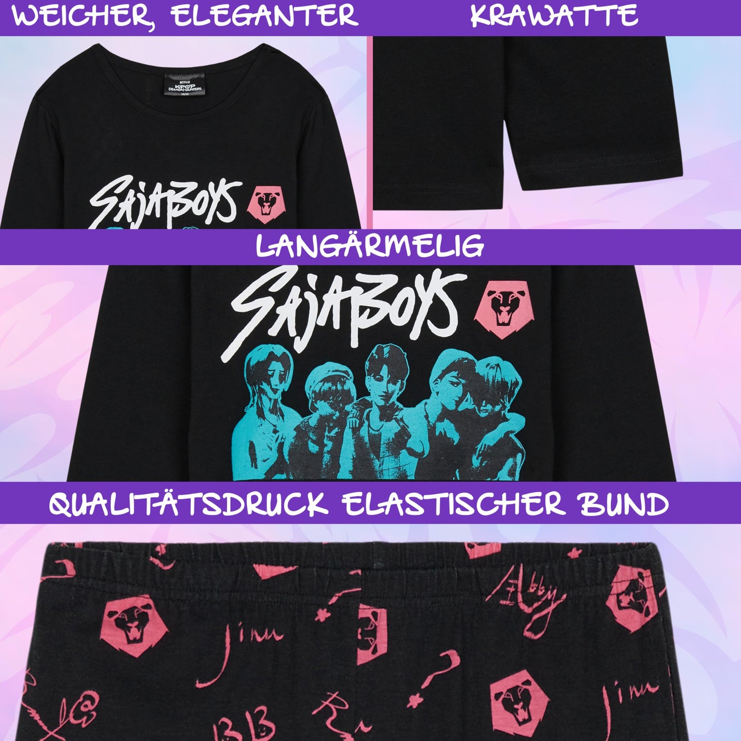 KPop Demon Hunters Girls Teens 5-14 Soft Fabric Pyjamas Set Anime Demon Hunter Merch Gifts for Kids