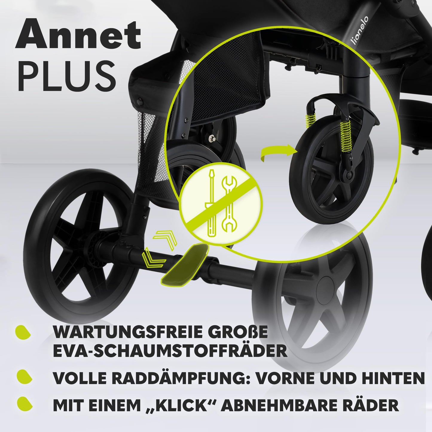 LIONELO Annet Plus Buggy up to 22 kg with Reclining Function, Small Folding Pushchair with Accessories, EVA Foam Wheels, Mosquito Net, Foot Cover Drink Holder, Basket Dreamin