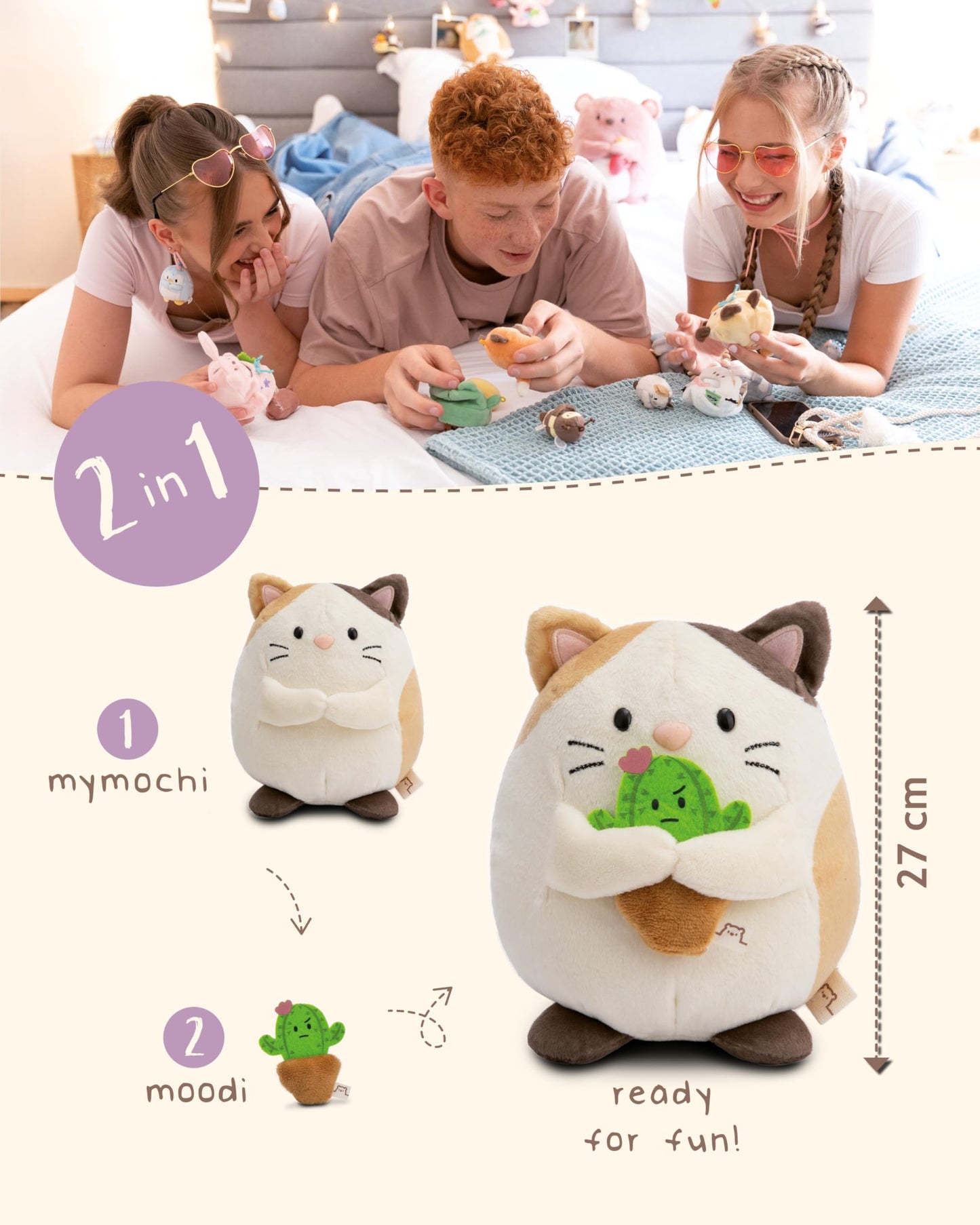 NICI MYMOCHI Fuchs Kuscheltier Geeks 16 cm mit Videospiel in Geschenkbox 11x12x6,5 cm, Flauschiges Stofftier zum Kuscheln, Spielen und Liebhaben - 61151
