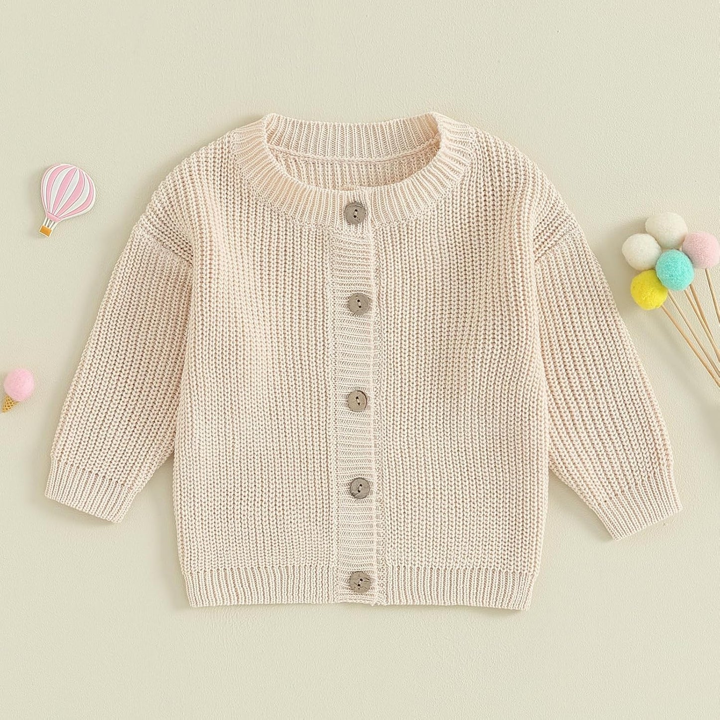 FOMOYUU Strickjacke für Kleinkinder und Neugeborene, Mädchen, langärmelig, Knopfleiste, Sweatshirt, Jacke, Herbst-Outfits