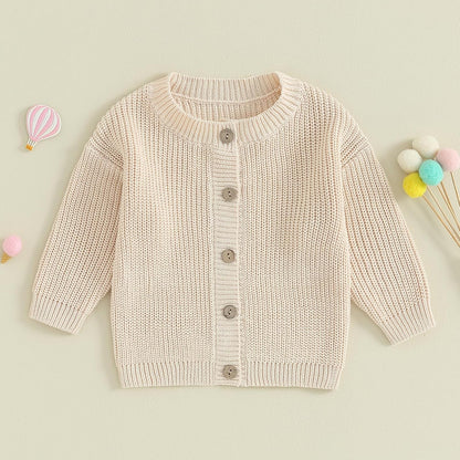 FOMOYUU Strickjacke für Kleinkinder und Neugeborene, Mädchen, langärmelig, Knopfleiste, Sweatshirt, Jacke, Herbst-Outfits
