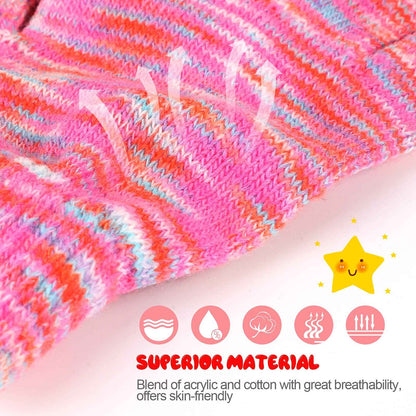 TAGVO 6 Pairs of Winter Magic Gloves, Children's Stretchy Warm Magic Gloves & Mittens Boys or Girls, Knitted Gloves, Unisex Knitted Full Finger Mittens for 5-13 Years