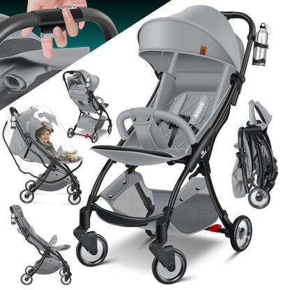 Kinderwagen CITY Buggy Kinderbuggy klappbar Sportwagen Faltbar 360° 4-Zoll-Räder Inkl. Sonnen- und Regenverdeck zusammenklappbar 5-Punkt-Sicherheitsgurt ab 6 Monate, Blau/Navy